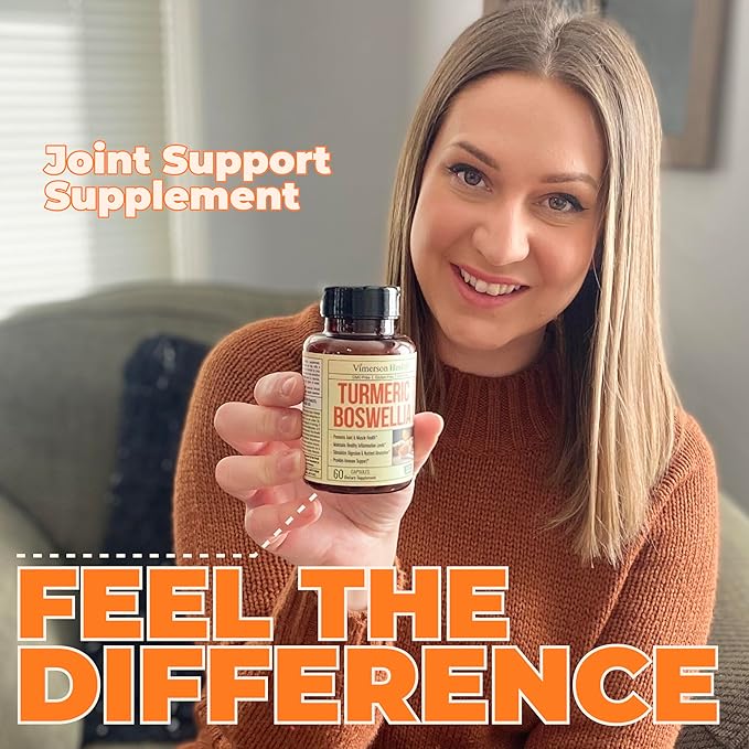 Turmeric Supplement with 65% Boswellia Extract Capsules - Turmeric Curcumin Supplement 95% Curcuminoids - Boswellia Serrata, Black Pepper, Organic Turmeric & Ginger root capsules - Tumeric Caps 2-Pack