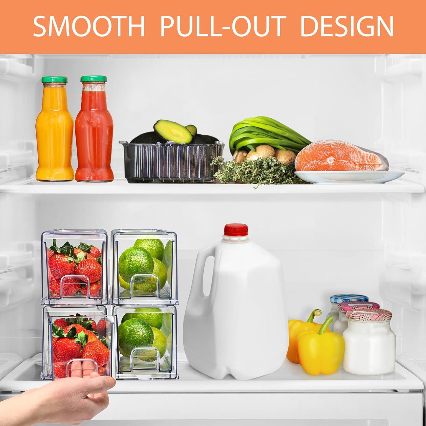 Sorbus Small Clear Storage Drawers (4 Pack) – Acrylic Stackable Storage Bins with Pull-Out Drawers for Fridge, Kitchen, Pantry – Organizer Bins with Handles