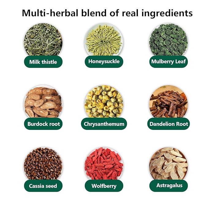 Liver Detox Herbal Tea | 20 Tea Bag，aids digestion，Caffeine-free, nine natural ingredients including milk thistle, chrysanthemum, cassia seed, etc. (1pc)