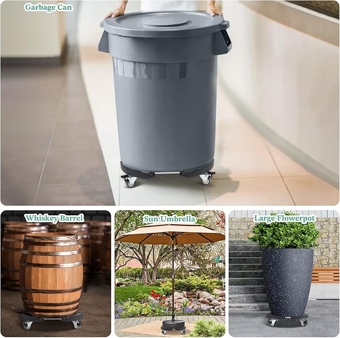 W B D WEIBIDA 2 Pack Plant Caddies with Wheels Heavy Duty 440 lbs Capacity, Rolling Plant Stand for Large Planter and Pots Indoor Outdoor, Garden Round Dolly with Lockable Casters