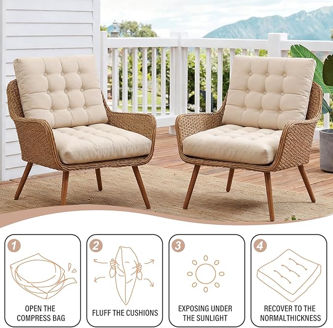 Tiita Square Outdoor Cushions Floor Pillow Thicken Tufted Seat Cushion for Adult Seating on Floor Yoga Meditation Living Room Balcony Office Indoor (Beige, 22 Inch (Pack of 1))