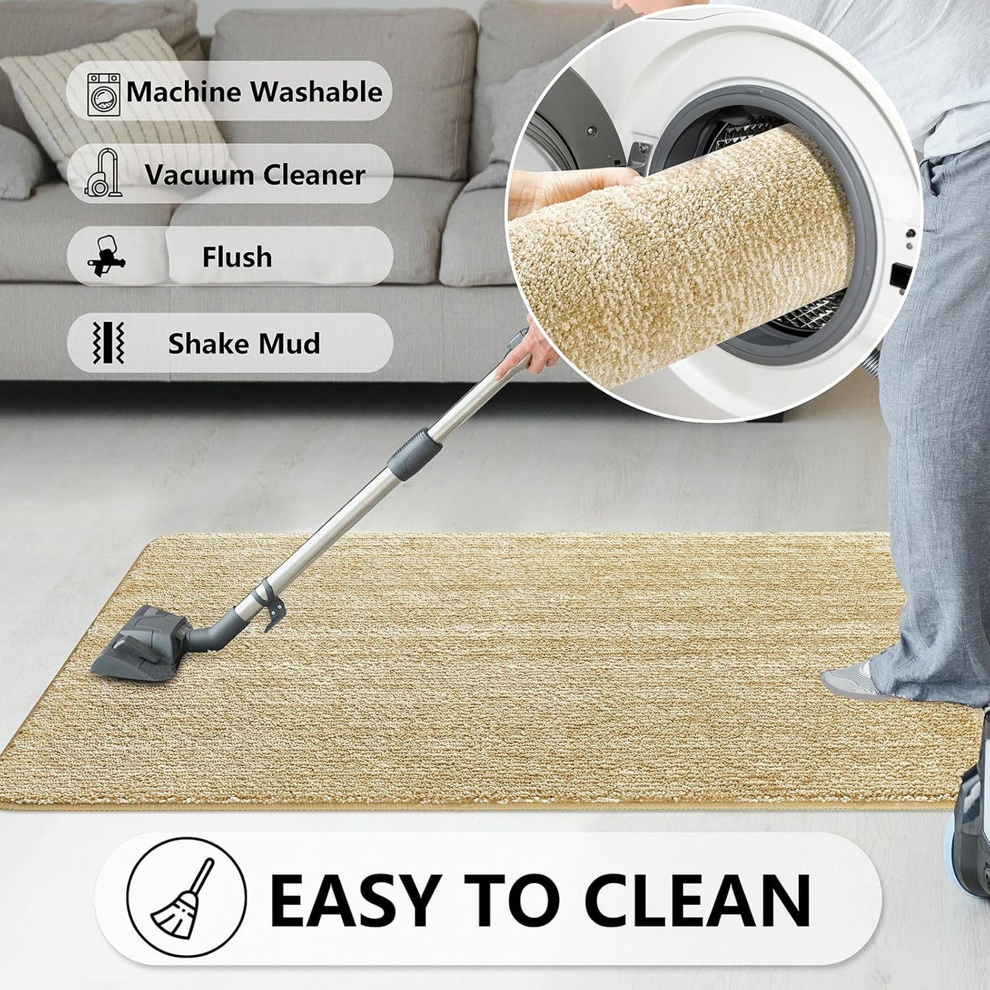 REFETONE Indoor Doormat, Front Door Mat 20"x32" Absorbent Rubber Backing Non Slip Back Door Mats, Washable Low-Profile Inside Floor Mat Door Rugs for Entryway, Resist Dirt Mud Mat for Dogs, Brown