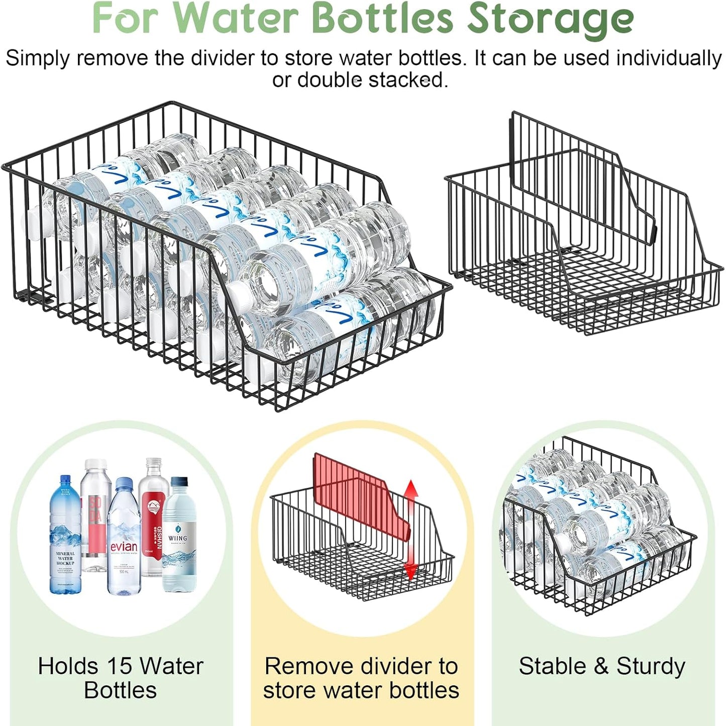 3 Pack Can Storage Organizer For Pantry,Stackble Widen Can Holder Rack With 3 Adjustable Dividers, Can Dispensers For Soup Soda Canned Food Water Bottle, Pop Drink Organizers for Cabinet Shelf