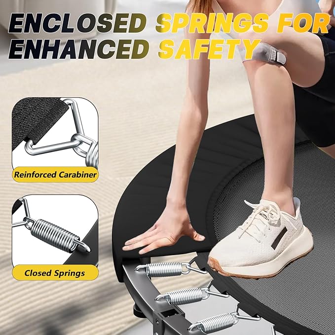 Rebounder Trampoline for Adults - 40" Foldable Mini Trampoline Fitness Rebounder with Adjustable U-Bar Handle, Max Load 350lbs,Stable Quiet Indoor/Outdoor Exercise Equipment