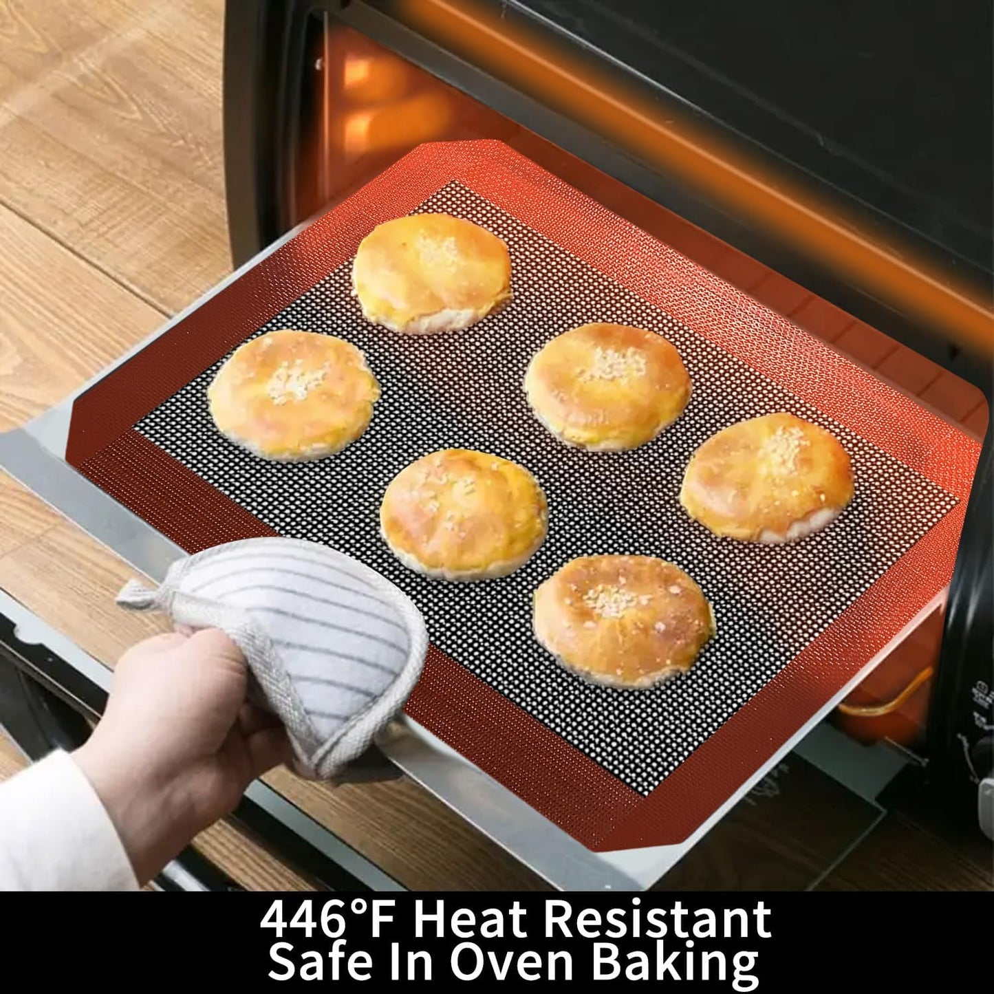 Small Silicone Baking Mats, Set of 4, 11-4/5x8-1/4 Inch Quarter Sheet Size, Non Stick, BPA Free, 1/4 Baking Sheet Pan Liner for Cookies, Macaron, Bread, Pastry, Toaster (Perforated)