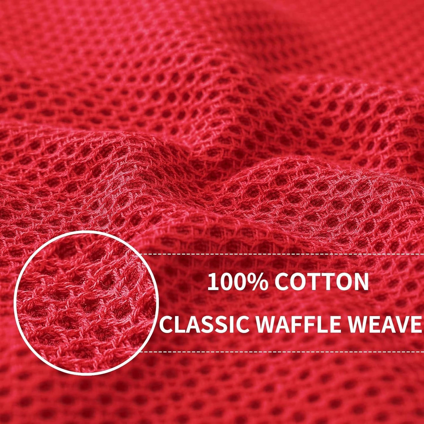 Homaxy 100% Cotton Waffle Weave Kitchen Dish Cloths, Ultra Soft Absorbent Quick Drying Dish Towels, 12 x 12 Inches, 8-Pack, Red
