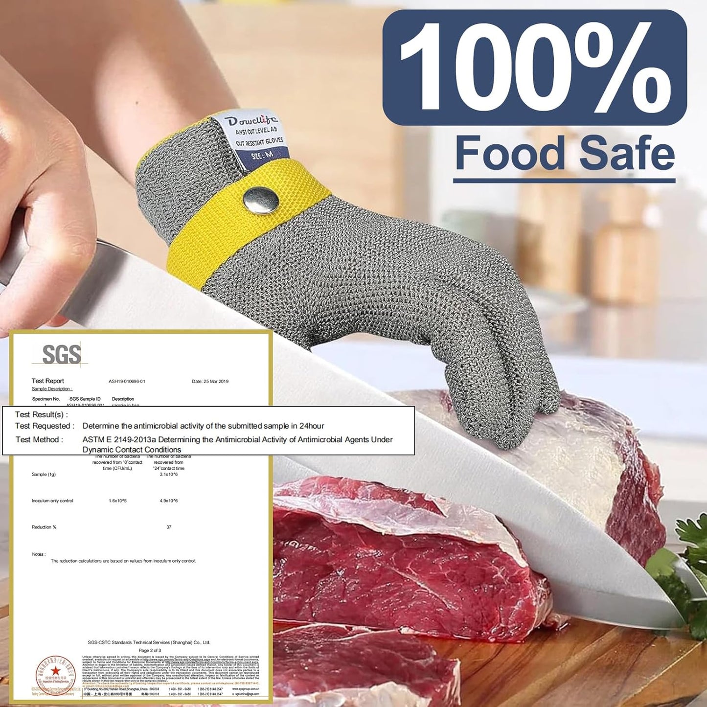 Dowellife ANSI A9 Cut Resistant Glove Food Grade, Stainless Steel Mesh Metal Knife Cutting Glove for Butcher Meat Cutting Oyster Shucking Kitchen Mandoline Chef Slicing Fish Fillet (X-Large)