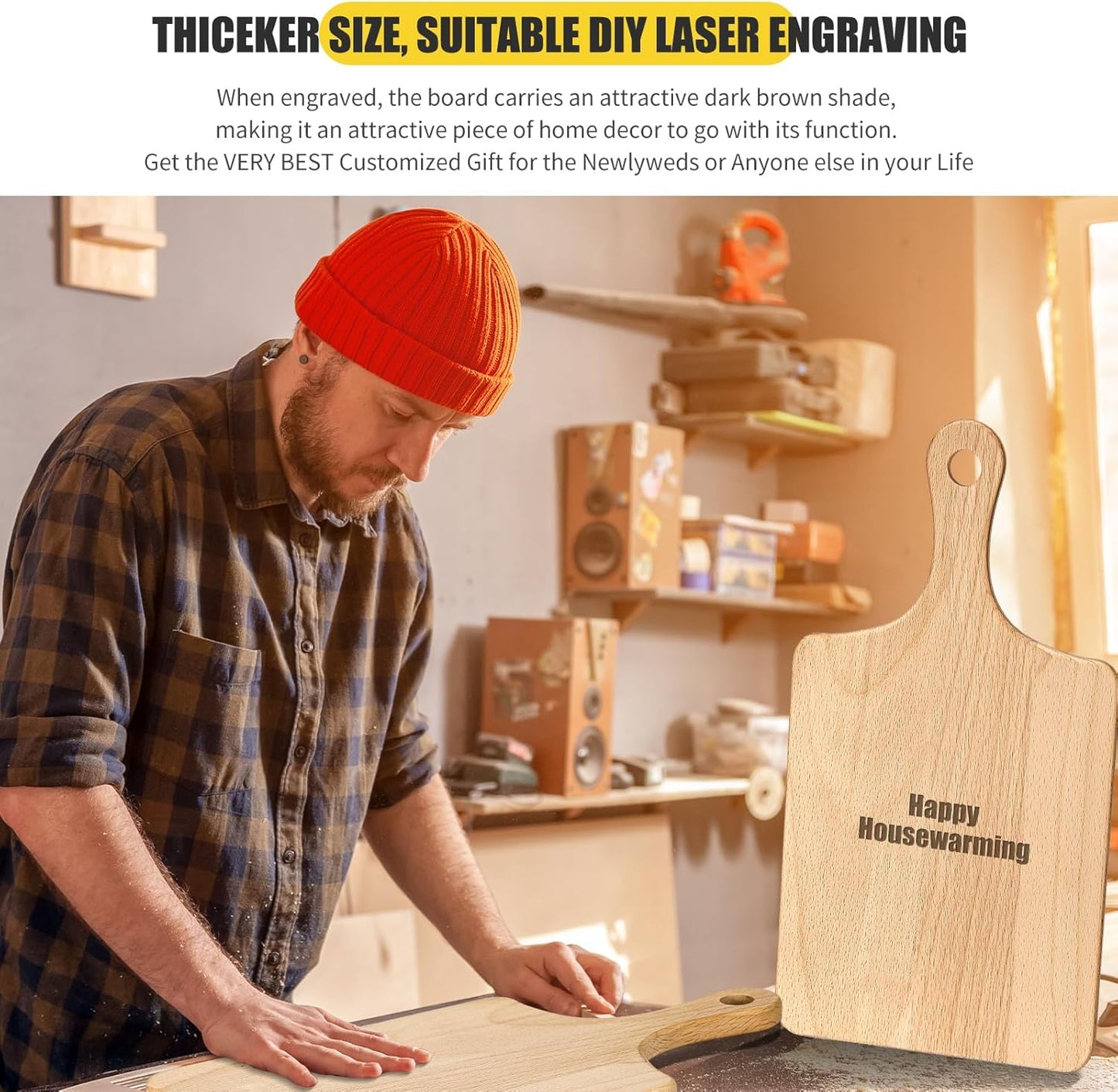 Lounsweer 6 Pcs Thicken Cutting Board Bulk Wood Board for Chopping Serving Charcuterie Material for Laser Engraving Mother' Day Wedding Housewarming Gift