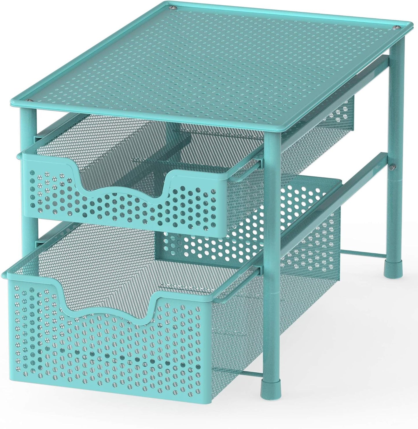 Simple Houseware Stackable 2 Tier Sliding Basket Organizer Drawer, Turquoise