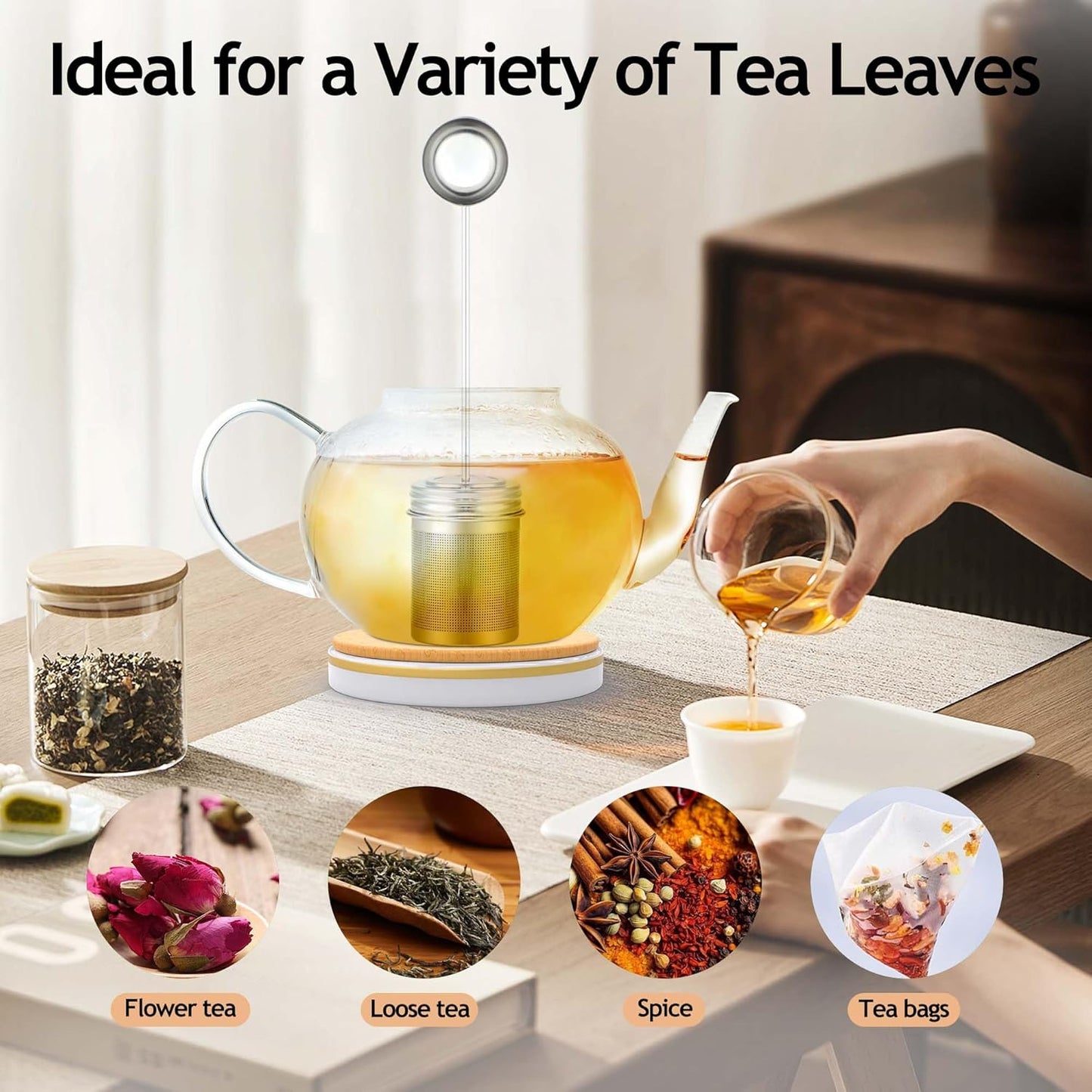 House Again 2 Pack 2 IN 1 Tea Infuser for Loose Tea, Ultra Fine Mesh Tea Ball Strainer with Spoon, Updated 304 Stainless Steel, Loose leaf Tea Steeper, Perfect for Loose Tea, Herbal Tea, Teabag