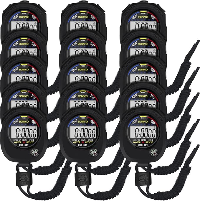 Multi-Function Electronic Digital Sport Stopwatch Timer, Large Display with Date Time and Alarm Function,Suitable for Sports Coaches Fitness Coaches and Referees (15pack)