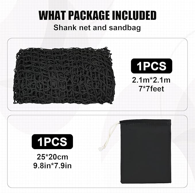 1/2PCS Golf Shank Net Attachment for Golf Hitting Nets with Sandbag, 7 * 7FT/7 * 10FT Golf Barrier Side Net,Golf Practice Hitting Net Barrier Net for Golf, Baseball, Hockey, Soccer (Black/Red