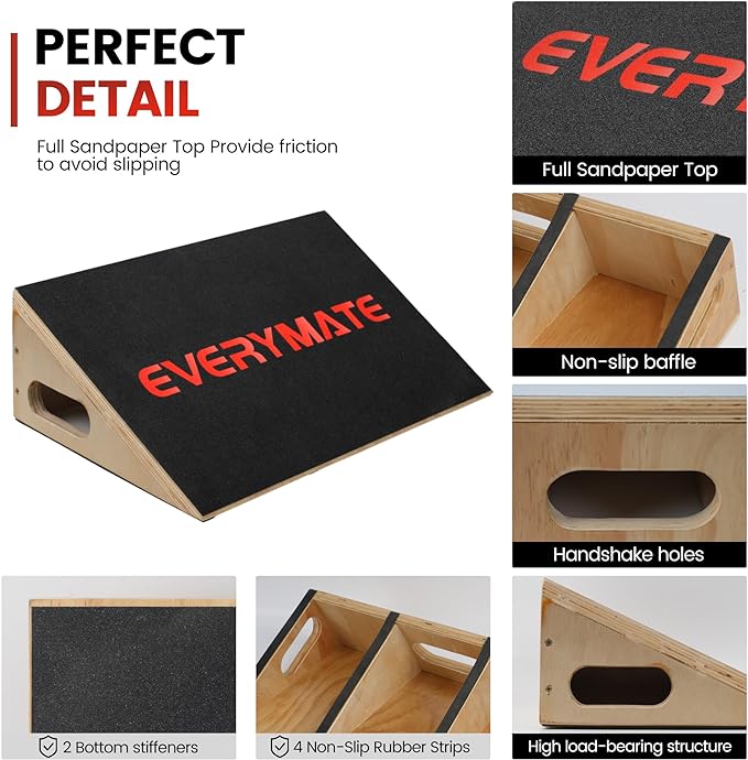 Slant Board Calf Stretcher, Non-Slip Heel Elevated Squat Wedge Block for Weightlifting and Calf Stretching