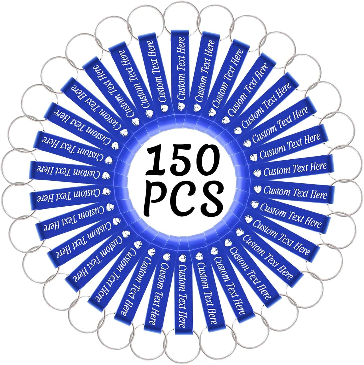 150PCS Personalized Bottle Opener Keychain Bulk Custom Beer Bottle Opener with Logo Text Engraved Wedding Bottle Opener Favors Customized Gifts for Guests Baby Shower Birthday Party-Blue