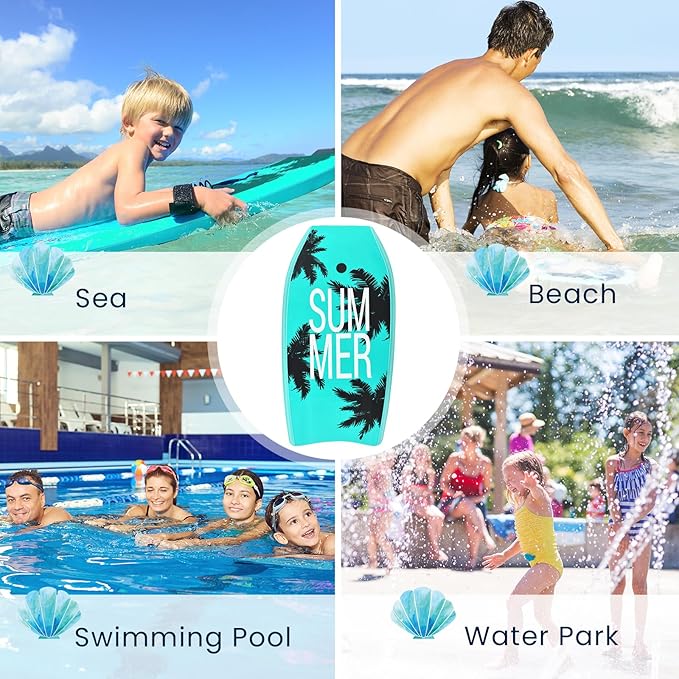 KOTEK 33/37/41 Inch Body Board with Wrist Leash, EPS Core, Dual Channel, HDPE Slick Bottom, Bodyboard for All Skill Levels & Wave Conditions