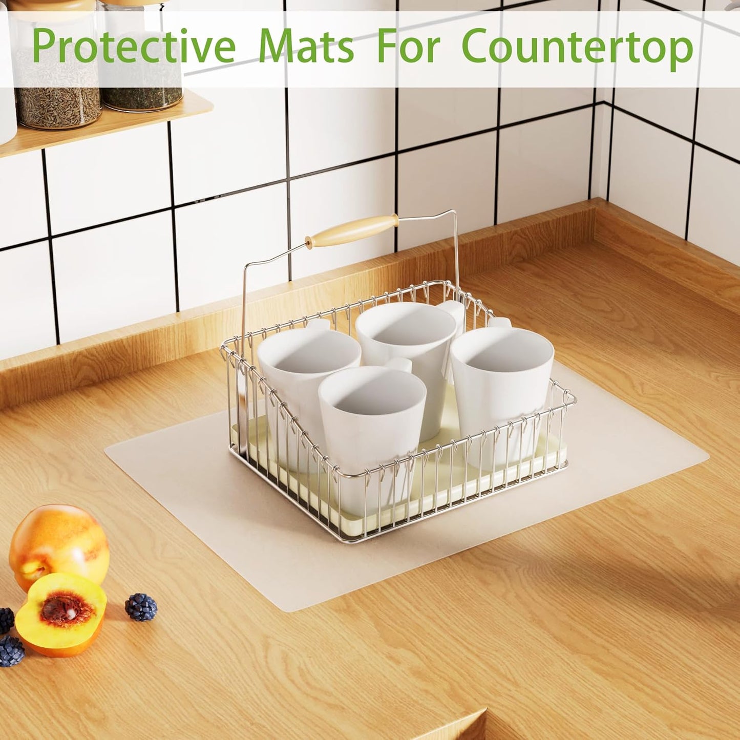 Clear Silicone Mat for Kitchen Counter, 10.24”x 14.2”(1MM) Non-slip Countertop Protector Liner, Small Non-Stick Baking Mat, Heat Resistant Placemat for Pastry, Translucent(2/Pack)