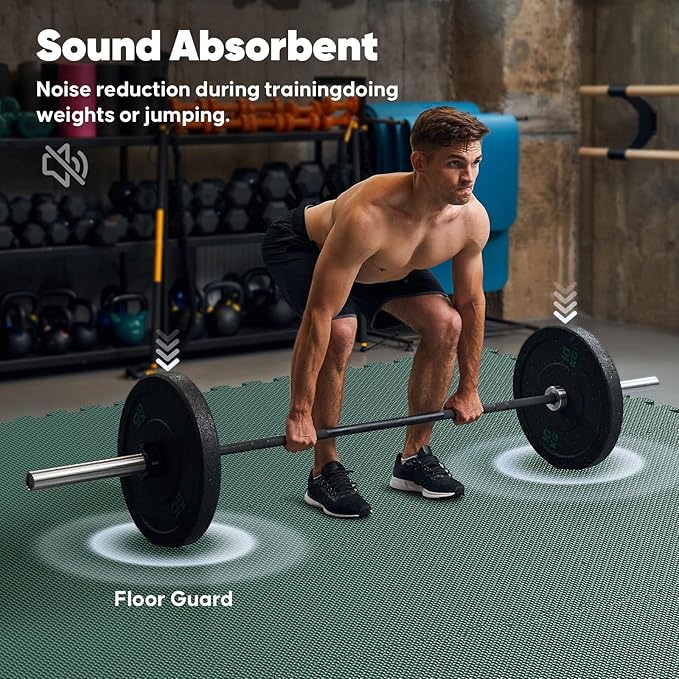 Home Gym Mat, Puzzle Exercise Mat, EVA Interlocking Foam Floor Tiles for Home Workout Equipment and Kids' Play Areas - Blue, 24 in x 24 in x ½ in - (Green, 16 Pack(64 SQ FT))