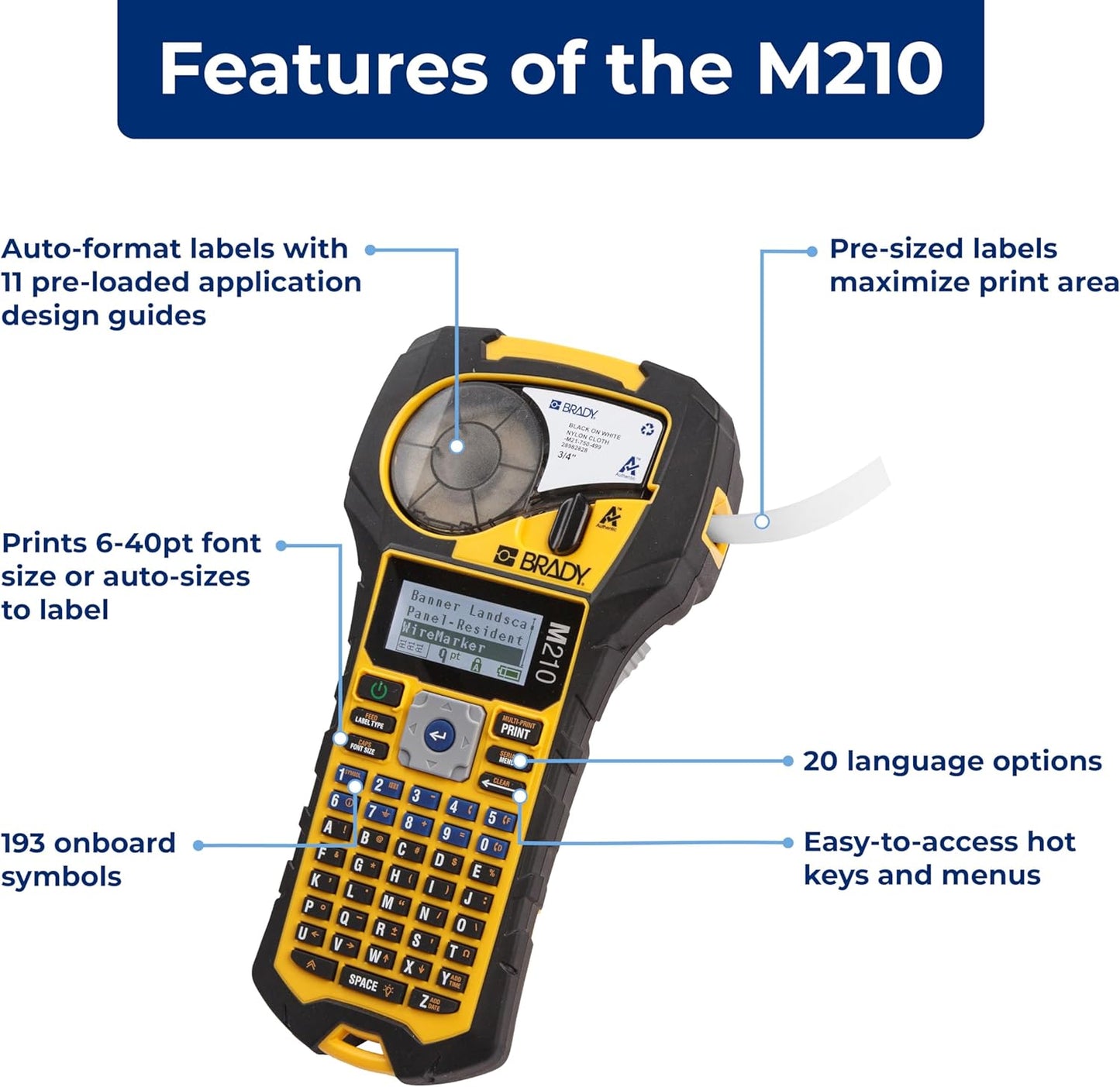 Bundle of Brady M210 Portable Label Printer + Brady Breaker Lockout Tagout Electrical Loto Kit (153669)