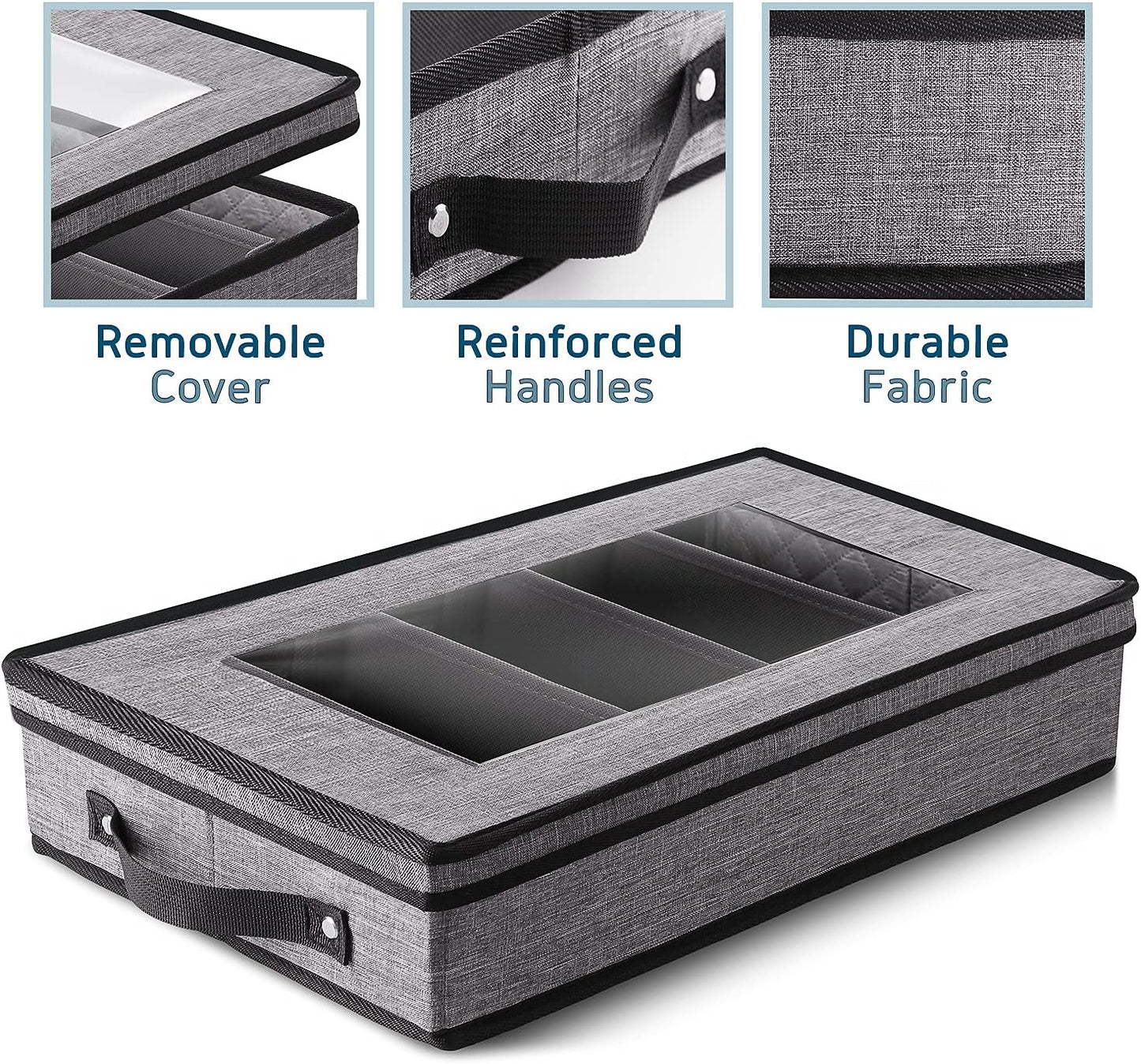 Fine China Hard Shell Dish & Utensil Storage Containers - 6 Piece Stackable Plate Storage with Dividers for Moving & Seasonal Use