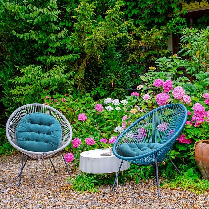 Tiita Floor Pillow Cushion, Round Seat Cushion, Outdoor Floor Pad, Meditation Cushion for Yoga Living Room Sofa Balcony, Set of 2, 22x22 Inch, Blue