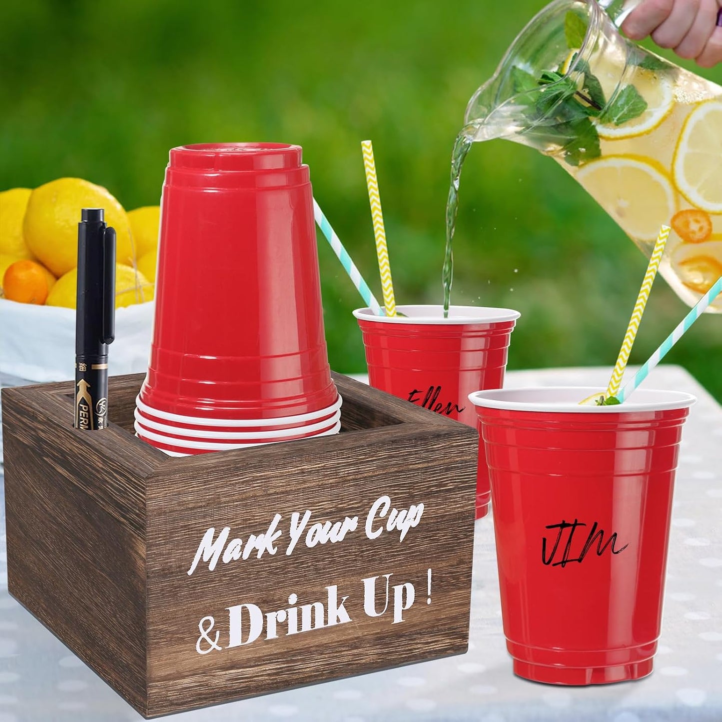 Wooden Cup Holder for Party & Wedding - Rustic Disposable Cup Holder for Bar, Kitchen, Countertop, Home & Office, Brown