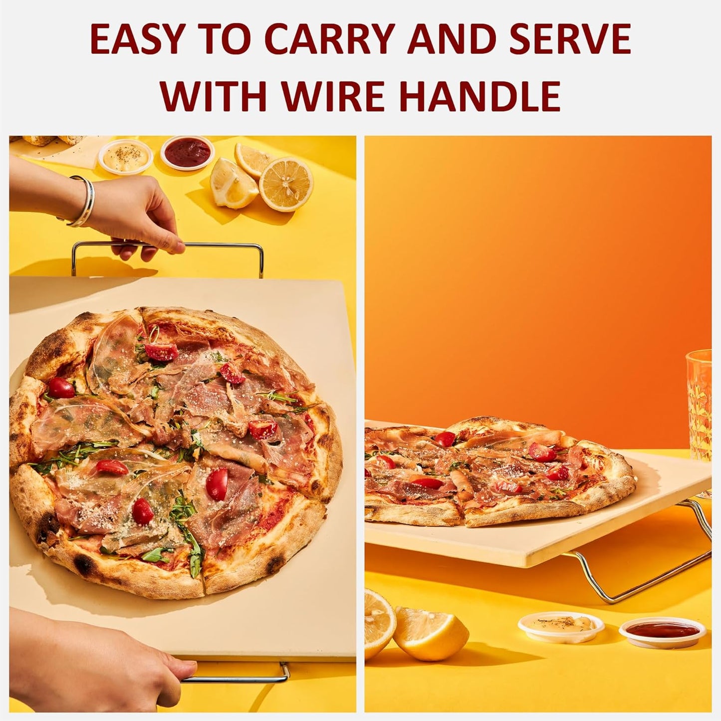 18 Inch Pizza Stone, 16x18 inch Stone for oven and grill - Durable Ceramic Pizza Stone, Heat Resistant up to 1,472°F, Perfect for Homemade Pizza, Bread and More