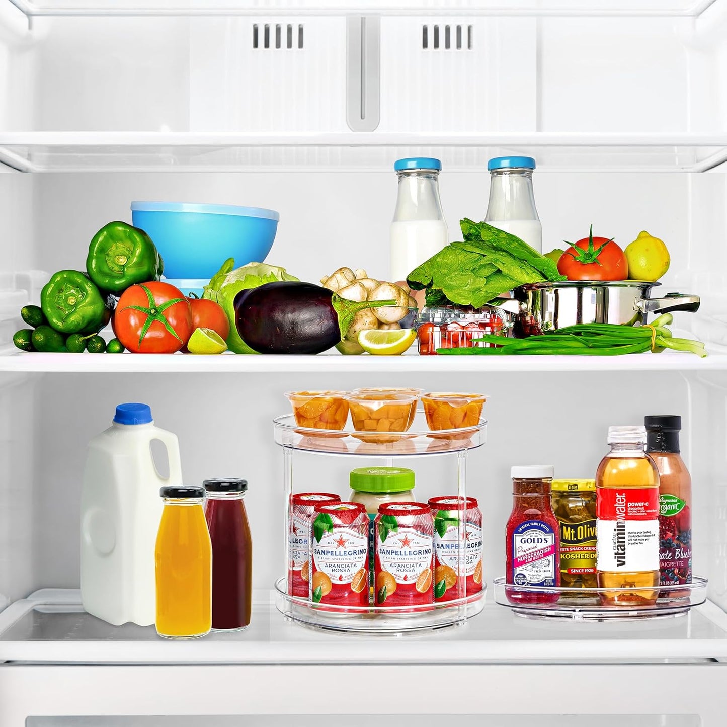 Sorbus 9 Inch Clear Lazy Susan Organizer Set, 2 Flat Turntable Organizer for Spice Organization for Cabinet, One 2 Tier Lazy Susan for Kitchen, Home, Office, Closet, Laundry Room Organization