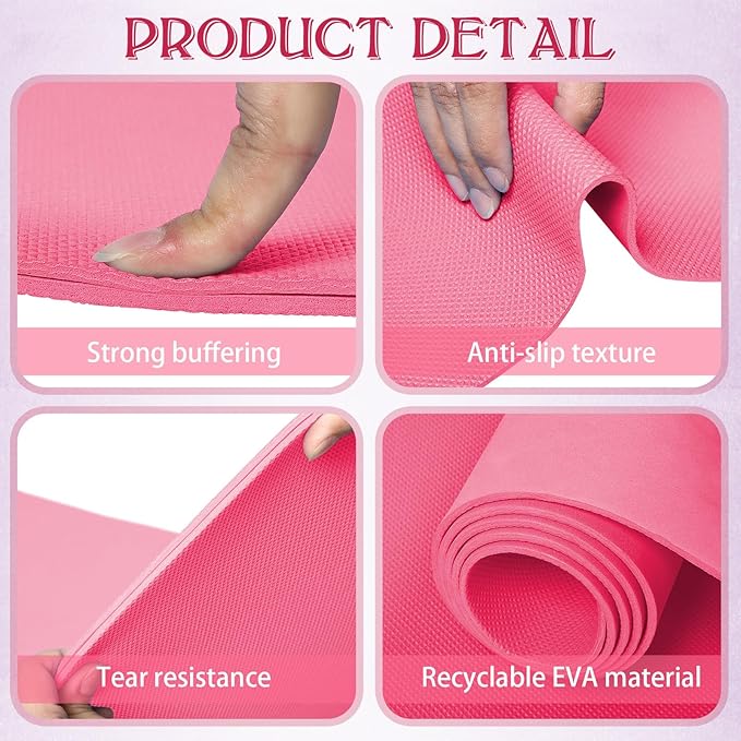 10 Pack Yoga Mats Bulk, 68'' x 24'' x 4mm Thick Yoga Mats for Kids and Adult Gym Mats Bundle Latex Free Exercise Mats with Non Slip Texture for Outdoor Yoga, Pilates or Workout