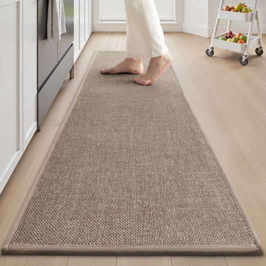 tchdio Kitchen Mats for Floor, Rubber Backed Kitchen Rugs Non Slip Washable, Superior Absorbent Kitchen Runner Rug Easy to Clean, Comfort Kitchen Floor Mat Front of Sink (Tan, 20" × 47")