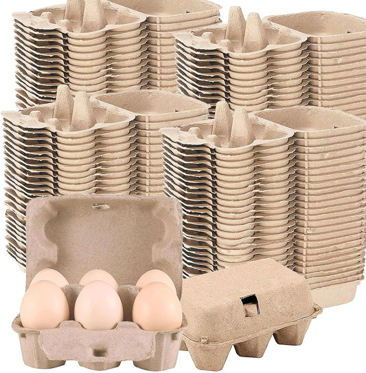 100 Pieces Natural Material Empty Egg Cartons, Each Holds 6 Fiber Egg Carton For Home, Farm, Market, Camping, Picnic, Travel,Reusable.