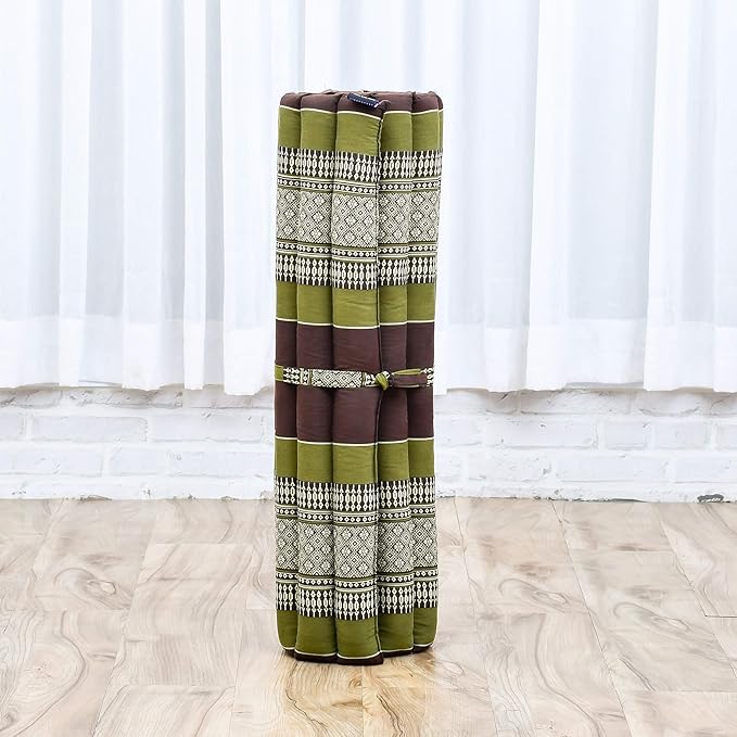 Leewadee Meditation Cushion Set – 1 Round Zafu Meditation Pillow and 1 Square Roll-Up Zabuton Meditation Mat, Pillows Bundle Filled with Kapok