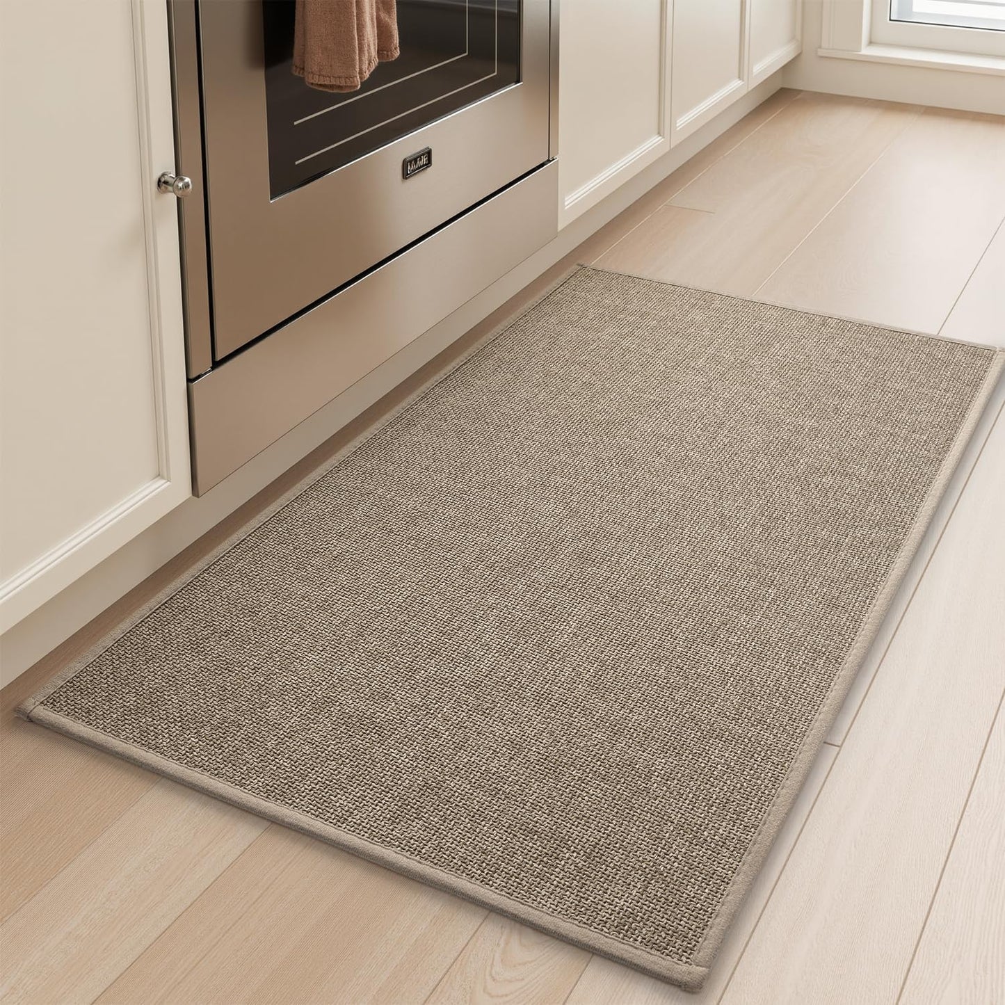 tchdio Kitchen Mats for Floor, Rubber Backed Kitchen Rugs Non Slip Washable, Superior Absorbent Kitchen Runner Rug Easy to Clean, Comfort Kitchen Floor Mat Front of Sink (Tan, 20" × 32")