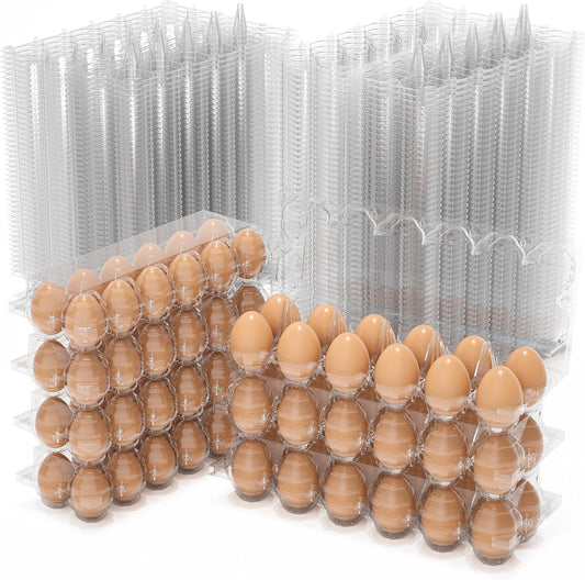100 Pack Egg Cartons Cheap Bulk, 12 Count Clear Empty Egg Cartons for Fresh Chicken Eggs, 2x6 Grids Reusable Egg Holder Trays for Refrigerator Use, Chicken Farming, Family Storage and Market Purpose