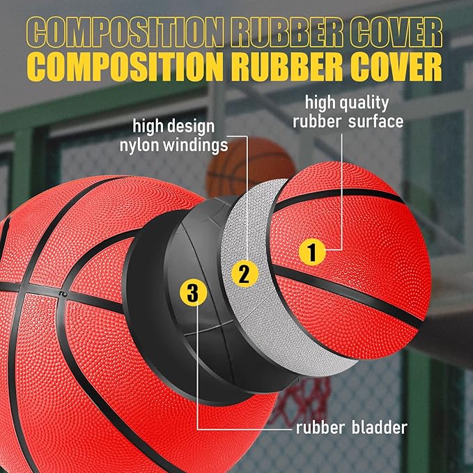 Jerify 12 Pack Official Size Rubber Basketballs for Kids Child Junior Youth Indoor Outdoor Sports Basket Balls with Pump Back to School Student Gifts Operation Christmas Bulk Items