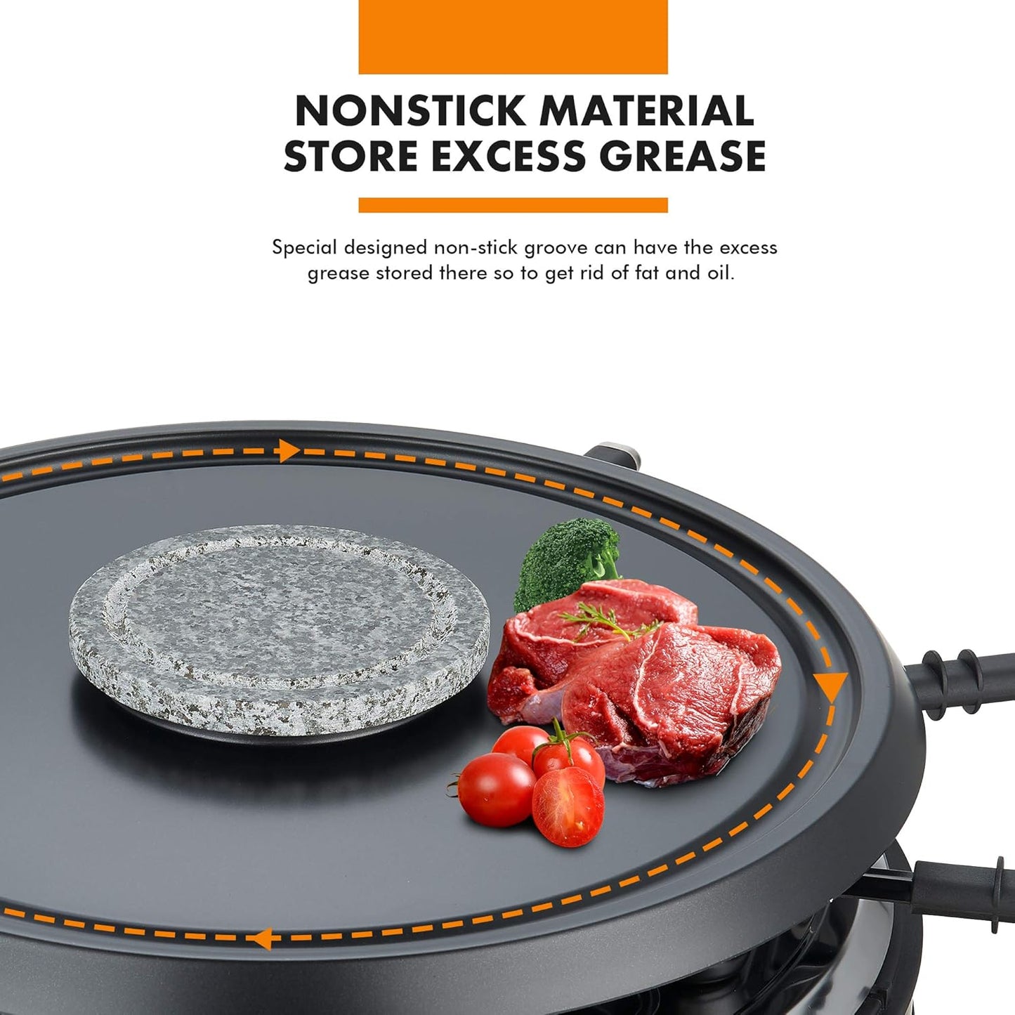 Electric Fondue Pot Sets with Barbecue Grill, 600ml Fondue Pot with 8 Forks and Electric Raclette, Dual Adjustable Thermostats, Perfect Fondue Grill Combo for Family Fun