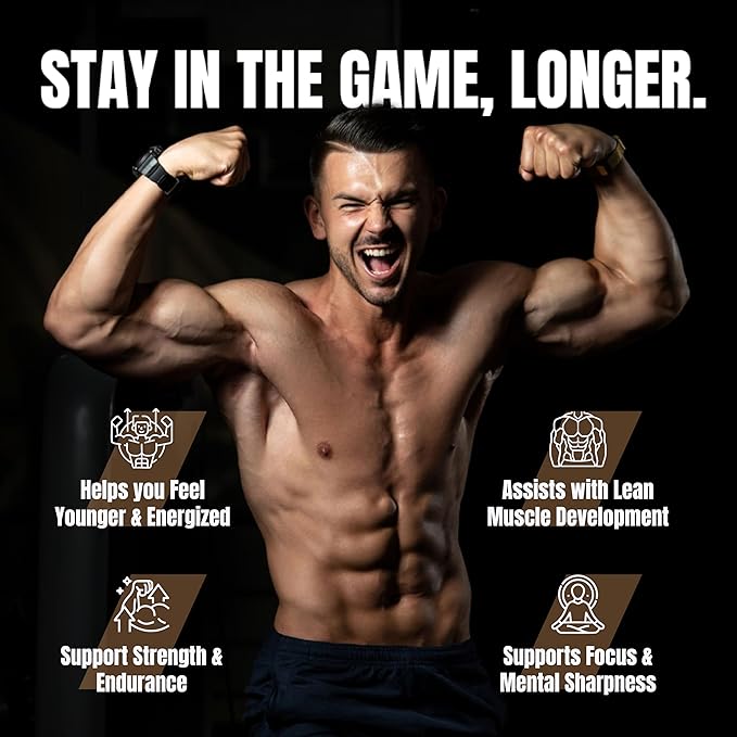 Premium Male Performance Booster - Horny Goat Weed + 8 Ingredients | Pills for Men Fast Acting Blood-Flow, Muscle Building, Energy | 3rd Party Tested Supplement - 60 Pills for Adults
