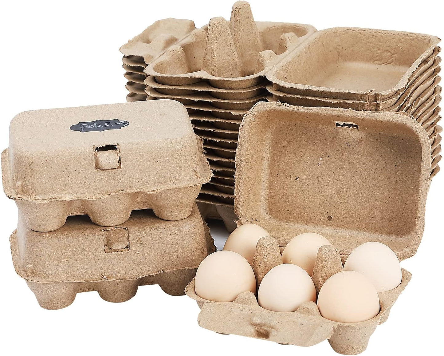 Paper Egg Cartons for Chicken Eggs, 36 Pieces Pulp Fiber Half Dozen Egg Cartons Bulk 6 Count Egg Storage Containers Holder for Family Farm Market Fridge Storing Chicken Eggs