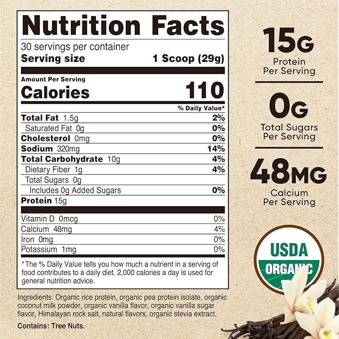 Nutricost Organic Vegan Meal Replacement Shake Powder (Vanilla) - Certified USDA Organic, Vegan, and Gluten Free
