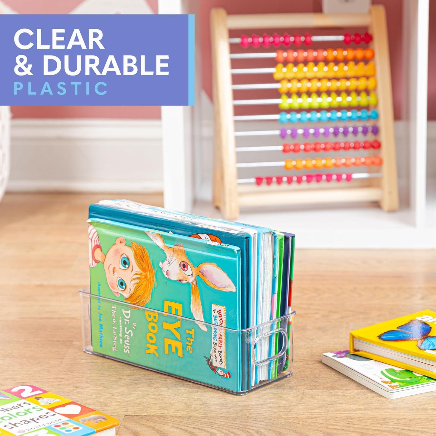 Plastic Food Storage 8 Pack Clear Container Bin with Handles for Organizing Kitchen, Pantry, Fridge, Freezer, Pantry,Bathroom. Stackable 10"x4"3"