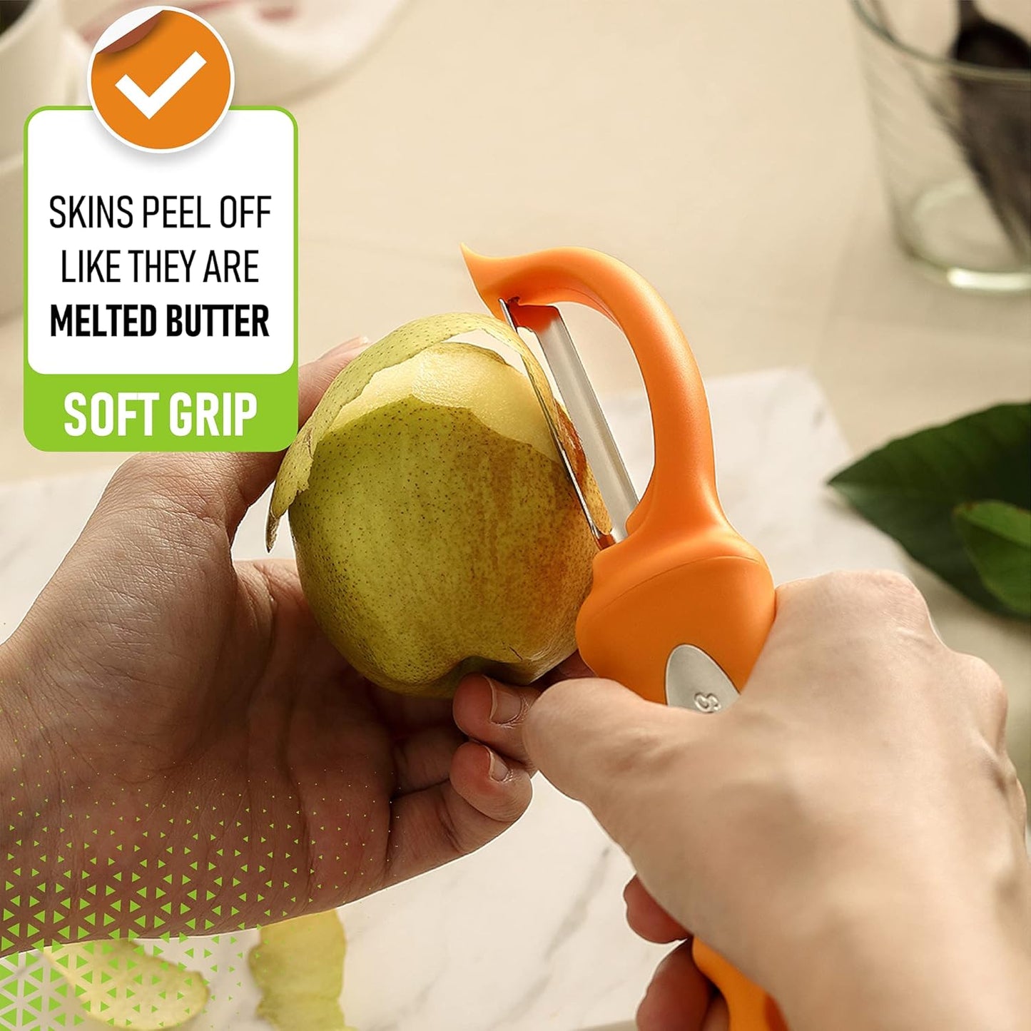Spring Chef Premium Swivel Vegetable Peeler, Soft Grip Handle and Ultra Sharp Stainless Steel Blades - Perfect Kitchen Peeler For Veggie, Fruit, Potato, Carrot, Apple - Mango