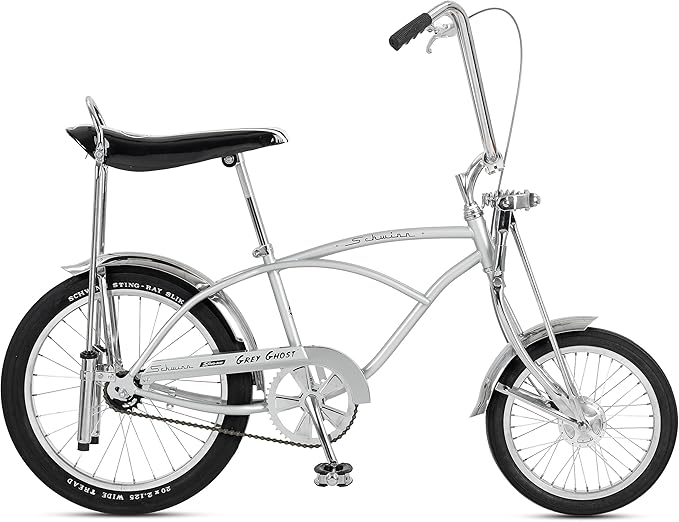 Schwinn Krate Classic Sting-Ray Bike, 20 Inch Bike for Kids or Adults, Steel Frame & Springer Fork, Fenders, Single Speed, Coaster Brake, Grey Ghost, Lemon Peeler, Coal, Grape, Orange or Apple