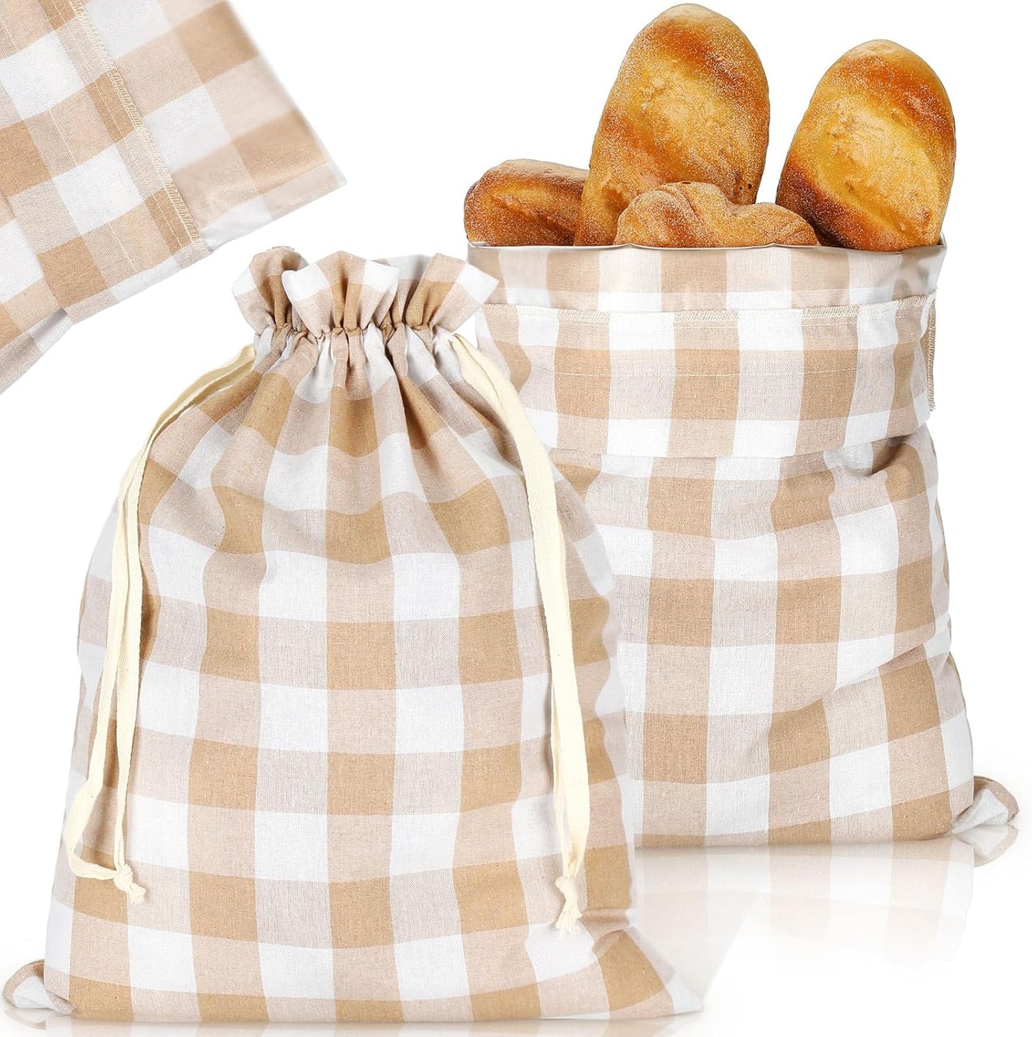2 Pcs Lined Bread Bags for Homemade Sourdough Bread Reusable Storage Bag with Plastic 13 * 17 Inch Lined Saver Container Bag Cotton Homemade Bags(Classic Style)
