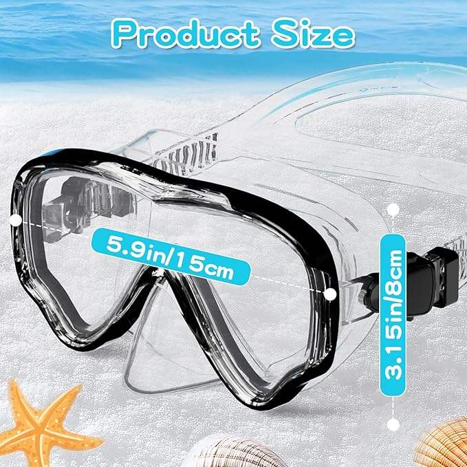 Kids Swim Goggles with Nose Cover, Snorkel Diving Mask Anti-Fog Anti-UV, Snorkeling Gear Swimming Goggles for Kids 3-14 2PCS