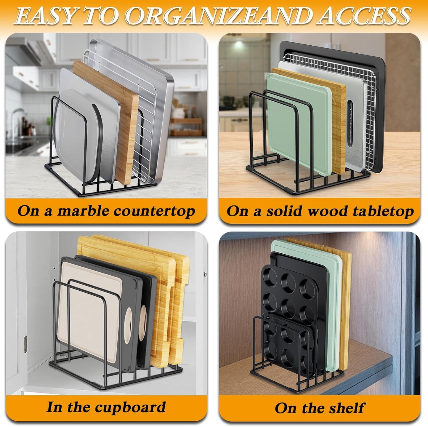 5-Tier Dish Rack & Cutting Board Organizer – 5-Tier Metal Rack for Cutting Boards, Bakeware, Trays – Space-Saving Kitchen Storage, Rust-Resistant Dish Organizer for Cabinets, Countertops & Pantry