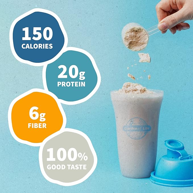 Garden of Life Meal Replacement Shakes, Vegan, Raw, Organic, Lightly Sweet Protein Powder with Plant Based Pea Protein, Sprouts, Greens, Probiotics, 28 Servings