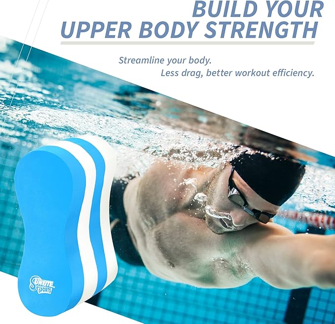 Sunlite Sports EVA 5-Layer Pull Buoy Leg Float - Pool Training Aid, Legs and HIPS Support for Adults, Kids, and Beginners, for Swimming Stroke