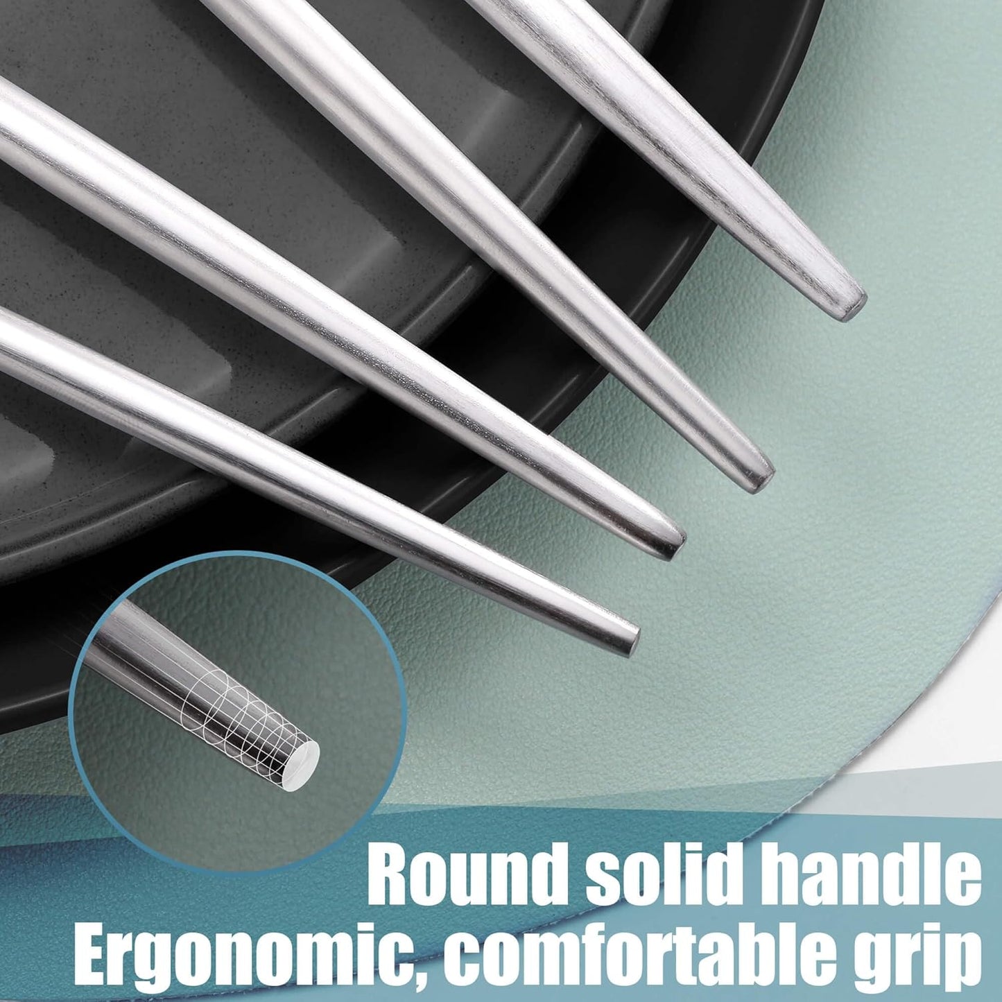 Matte Silverware Set for 8,Modern Stainless Steel Brushed Cutlery Set,40-Pieces Heavy Duty Flatware Set,Knives Spoons and Forks Set Utensils Set, Satin Finish, Dishwasher Safe