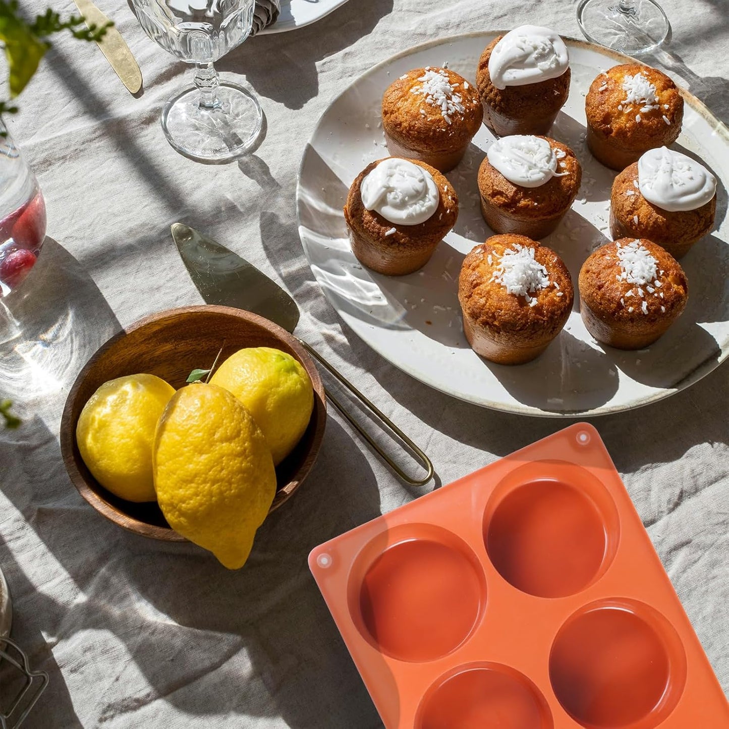 2PCS Muffin Pan, 6 Cup Silicone Cake Moulds for Baking, Silicone Muffin Cases, Non Stick Muffin Tin, Cookies Jelly Mould - BPA Free and Dishwasher Safe