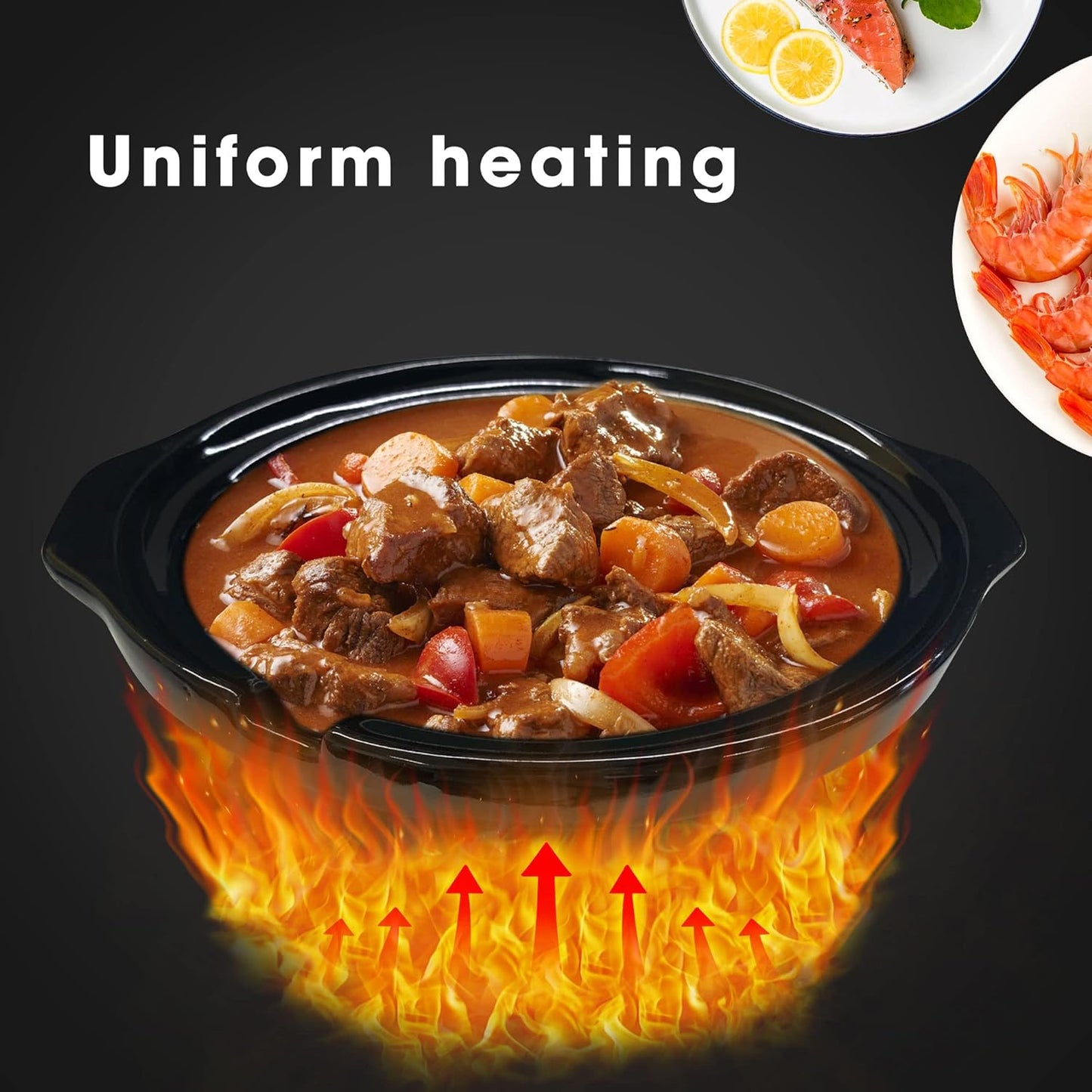 Sunvivi Dual Pot Slow Cooker, 2 Pot Small Mini Crock Buffet Server and Warmer, Upgraded Oval Ceramic Double Pot Buffet Food Warmer Adjustable Temp Glass Lid, Total 2.5 Quarts