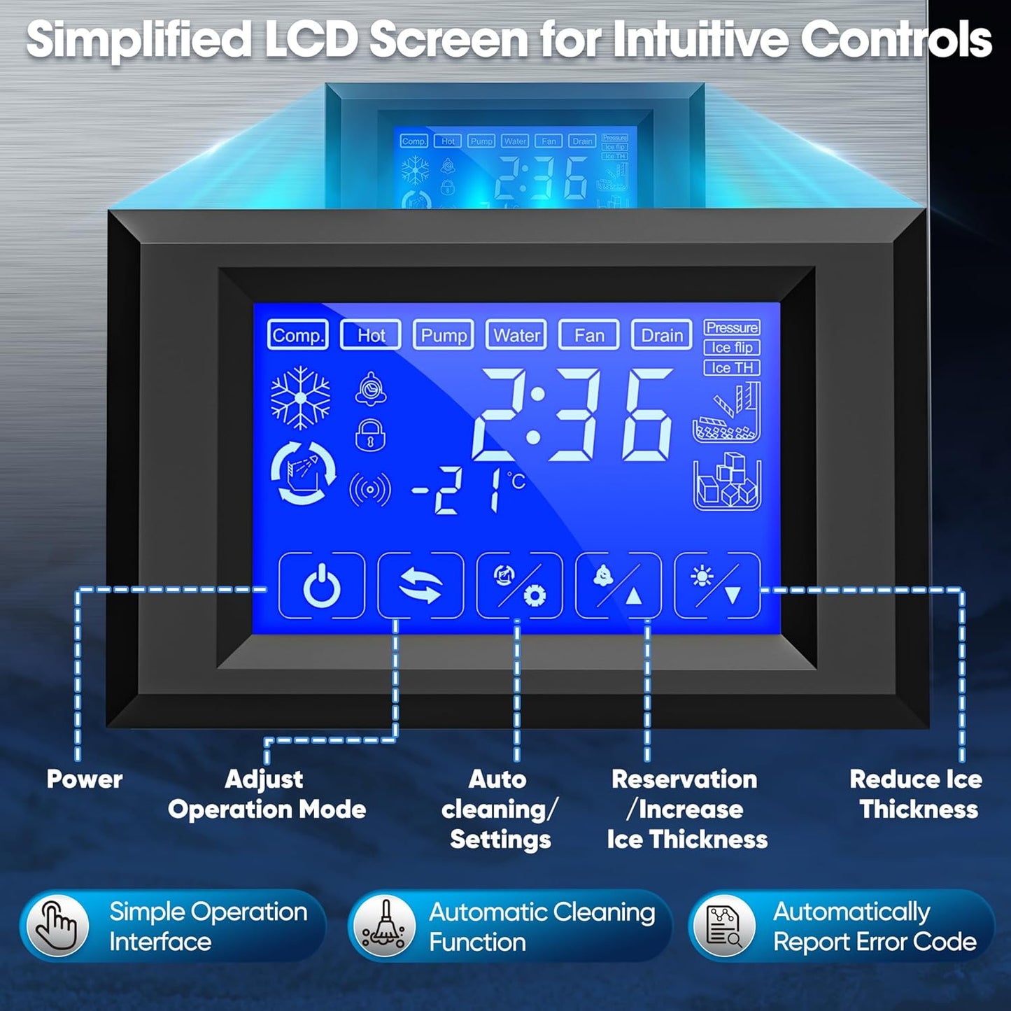 Commercial Ice Maker Machine 550LBS/Day, 22’’ Wide Industrial Ice Machine with Large Storage Bin, Ice Ready in 5-15 min, Ice Maker for Restaurant/Bars, Stainless Steel/ETL Approved